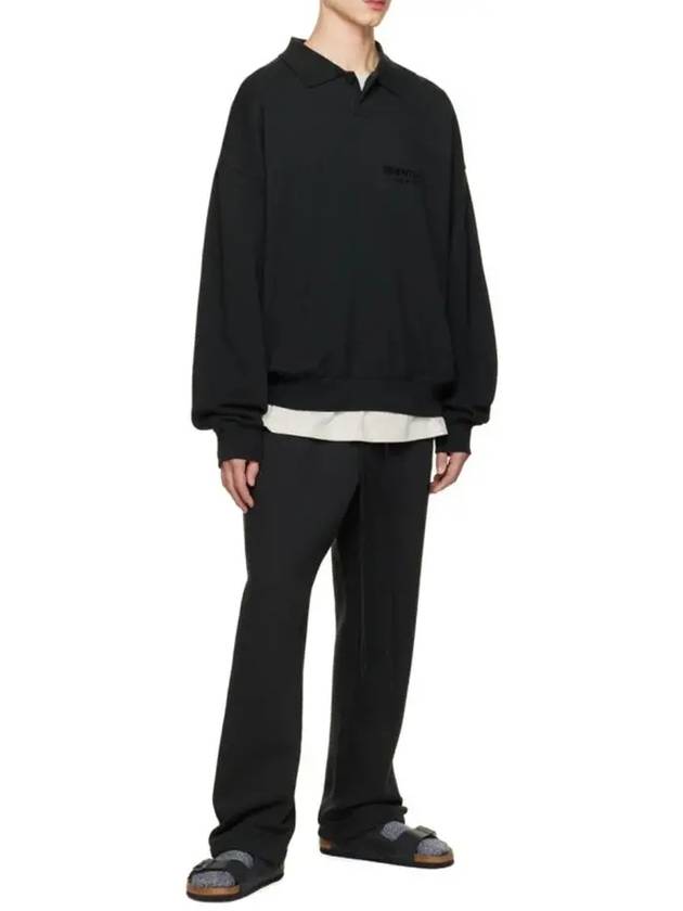 Essentials Minimal Logo Flocked Cuffs Rib Polo Collar Sweatshirt Black - FEAR OF GOD ESSENTIALS - BALAAN 4