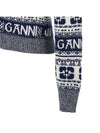 logo wool mix jacquard cardigan blue - GANNI - BALAAN 6