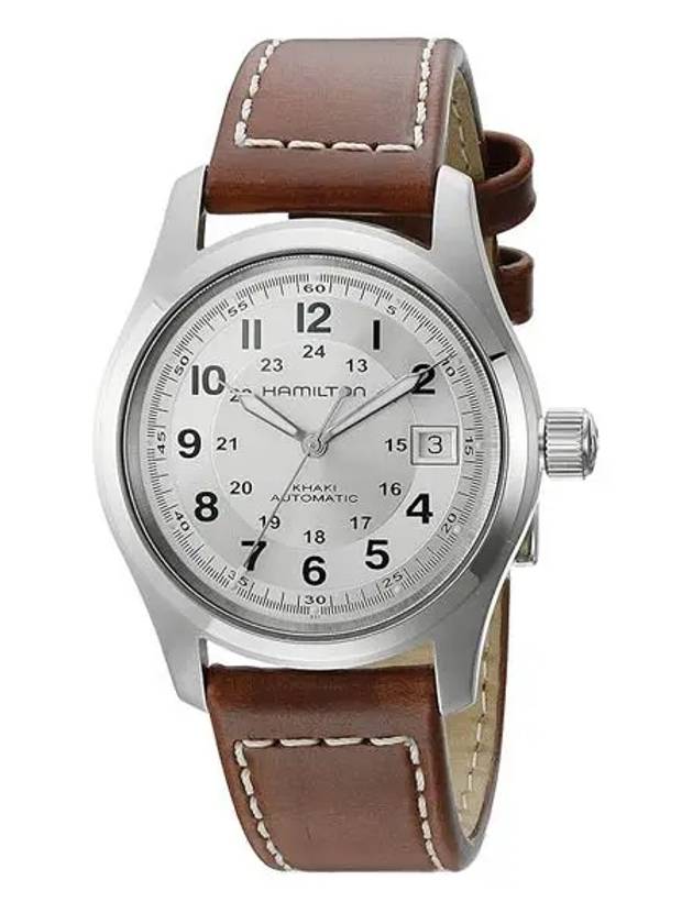 Khaki Field Auto Silver Dial Watch Brown - HAMILTON - BALAAN 2