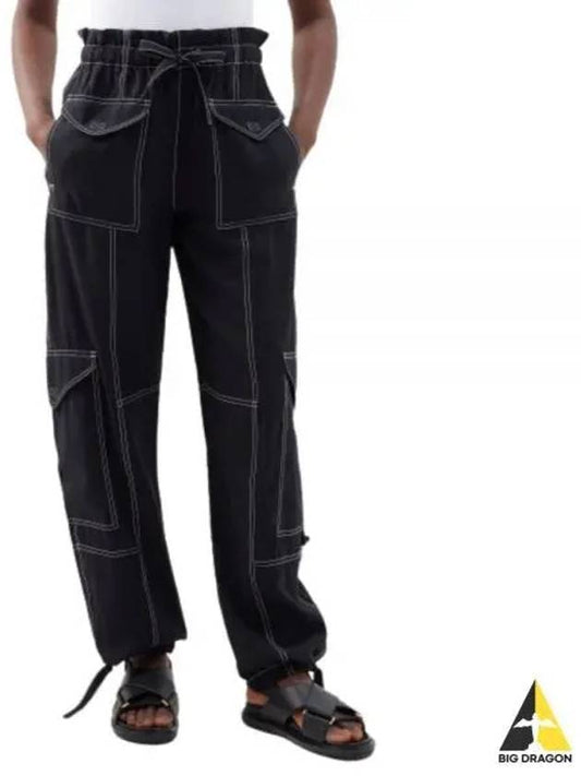 High Waist Cargo Track Pants Black - GANNI - BALAAN 2