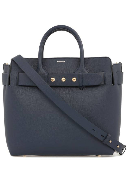 Triple Stud Belt Medium Tote Bag Navy - BURBERRY - BALAAN.