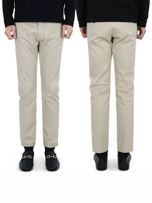 Men's Low-Rise Cotton Straight Pants Beige - DSQUARED2 - BALAAN 2