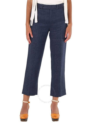 Chloe Ladies Deep Ocean Cropped Tailored Linen Pants, Brand Size 36 (US Size 4) - CHLOE - BALAAN 1