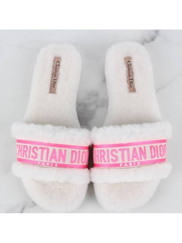 Shearling Fuchsia Logo Mule Slippers 37 240 - DIOR - BALAAN 4