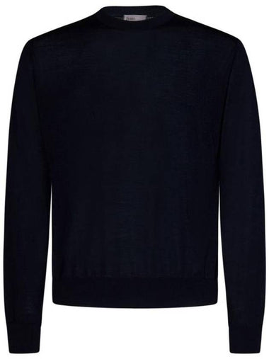 Virgin Wool Knit Top Navy - HERNO - BALAAN 1