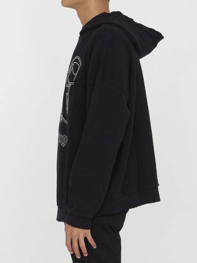 Monogram Popover Hoodie Black PMBB126E23FLE0011003 - PALM ANGELS - BALAAN 4