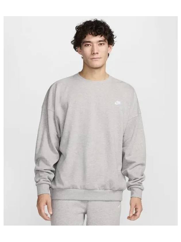 Club Fleece Oversized French Terry Crew Sweatshirt Grey - NIKE - BALAAN 2