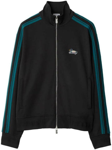 Logo Embroidered Striped Jersey Track Jacket Black - BURBERRY - BALAAN 1