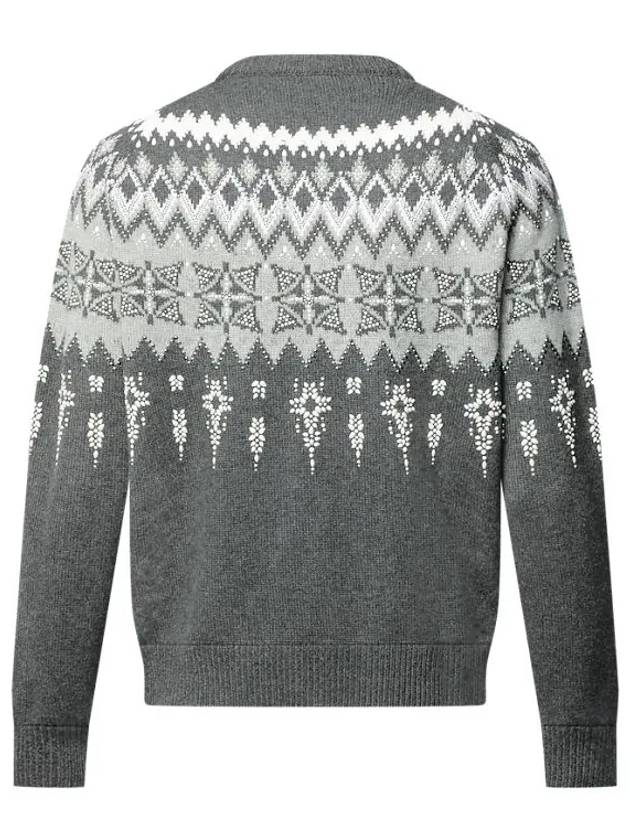 Embellished Wool Cashmere Blend Knit Top Grey - LOUIS VUITTON - BALAAN 4