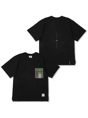 Square Camouflage Pocket Oversized Short Sleeves T Shirts Black - STIGMA - BALAAN 1