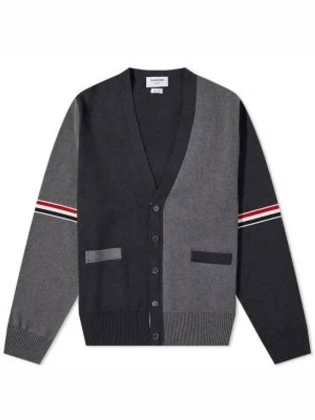 Funmix Cotton ArmBand V-Neck Cardigan Tonal Grey - THOM BROWNE - BALAAN 2