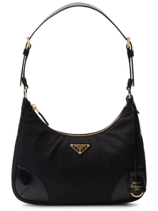 Re-Edition 2002 Re-Nylon and Brushed Leather Shoulder Bag Black - PRADA - BALAAN 1