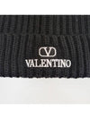 Embroidered Logo Ribbed Beanie Black - VALENTINO - BALAAN 4