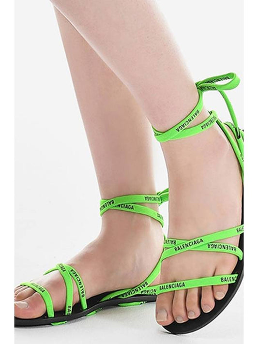 548083 W1RD0 Lace Flat Sandals Fluorescent Green 3874 - BALENCIAGA - BALAAN 2