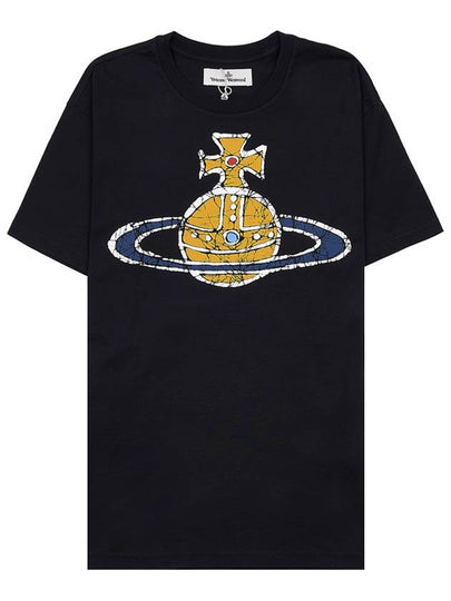 Women's Print Logo Short Sleeve T-Shirt Black - VIVIENNE WESTWOOD - BALAAN 2