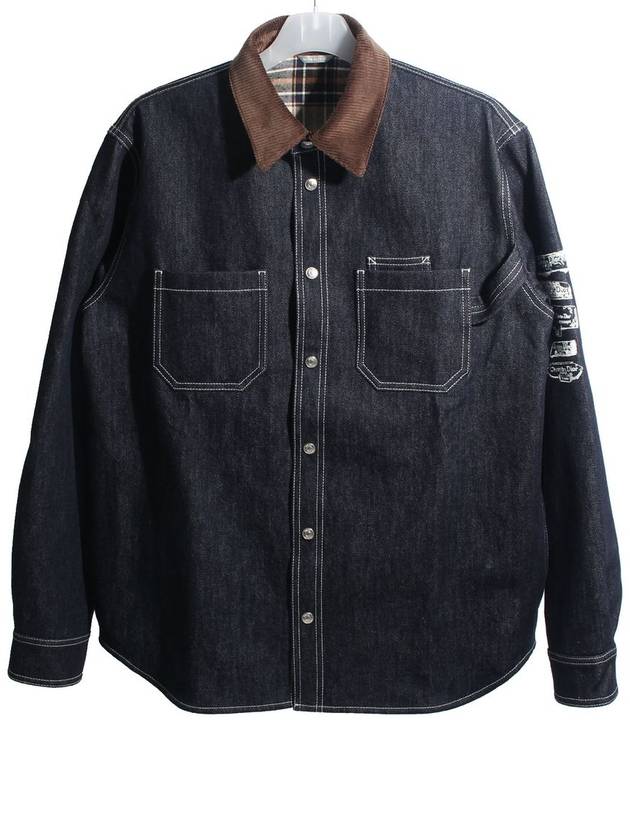 Archives Label Cotton Twill Denim Long Sleeve Shirt Navy - DIOR - BALAAN 2