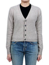 Embroidered Heart Logo Cashmere Cardigan Champagne - AMI - BALAAN 3