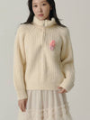 Influencer Seyoung wh Raglan Half Jip up Wool Knit Cream - SORRY TOO MUCH LOVE - BALAAN 5