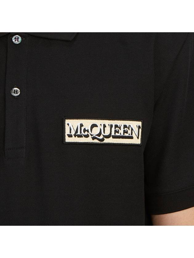 Logo Patch Short Sleeve Polo Shirt Black - ALEXANDER MCQUEEN - BALAAN 9