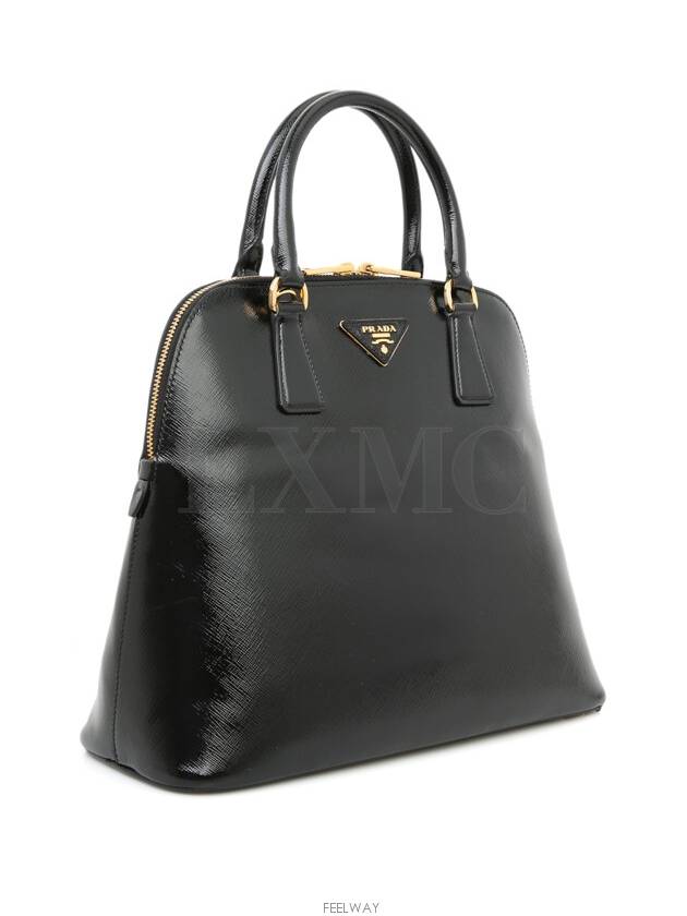 Saffiano Vernis Top Handle Cross BL0908 Black Gold Plated - PRADA - BALAAN 3