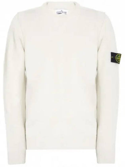 Logo Patch Crew Neck Wool Knit Top Off-White - STONE ISLAND - BALAAN 2