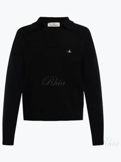 Football Polo Wool Knit Top Black - VIVIENNE WESTWOOD - BALAAN 2