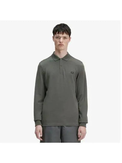 Logo Pique Long Sleeve Polo Shirt Grey - FRED PERRY - BALAAN 2