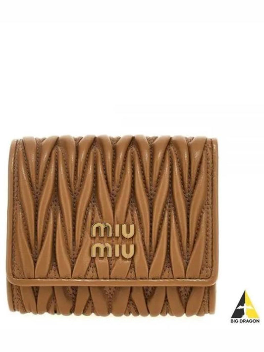 Matelasse Logo Nappa Leather Half Wallet Caramel - MIU MIU - BALAAN 2