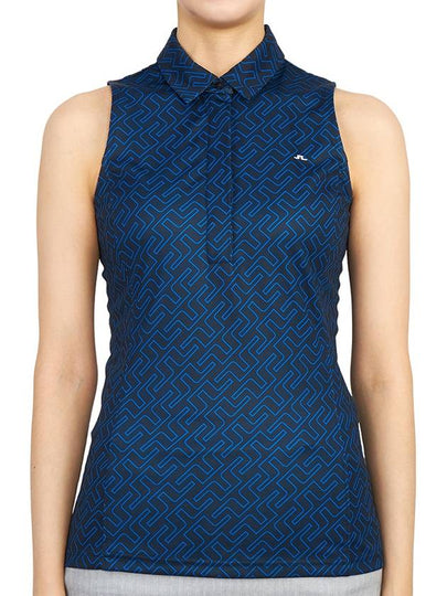 Women's Collar Sleeveless T-Shirt Navy - J.LINDEBERG - BALAAN 2