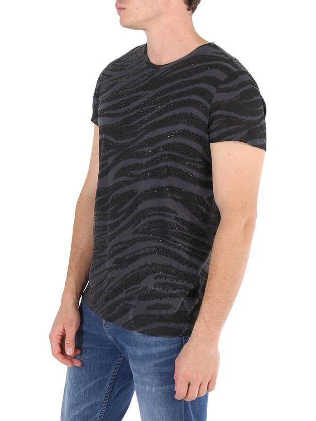 Roberto Cavalli Men's Animalia Print Strass Cotton T-Shirt, Size Large - ROBERTO CAVALLI - BALAAN 3