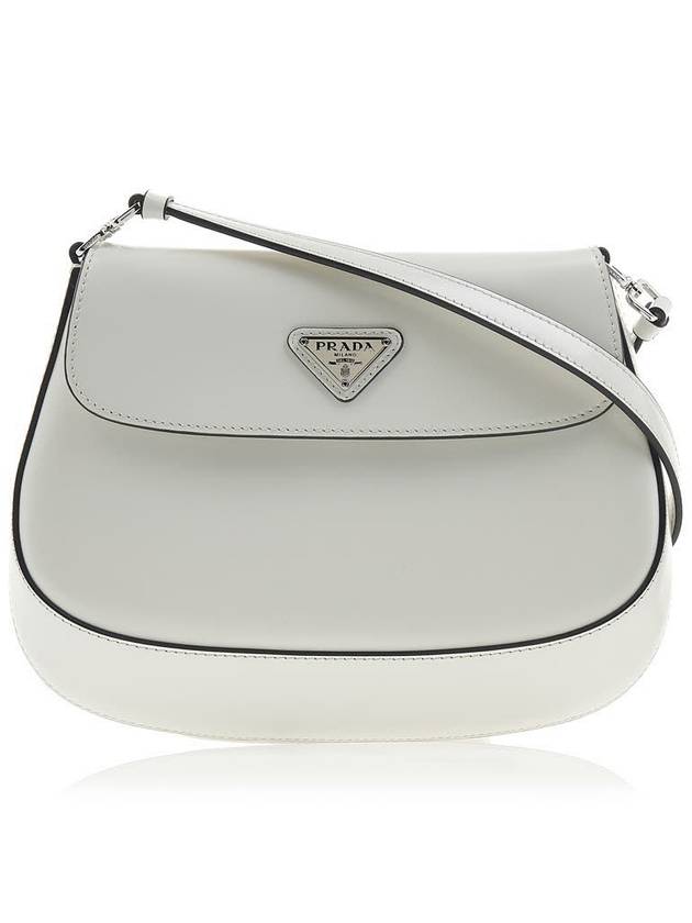 Cleo Brushed Leather Flap Shoulder Bag White - PRADA - 2