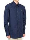 Men's Embroidered ORB Long Sleeve Shirt Navy - VIVIENNE WESTWOOD - BALAAN 4