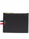 Pebble Grain Three Stripe Tab Small Coin Wallet Black - THOM BROWNE - BALAAN.