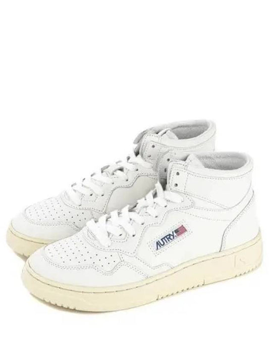 Men's Medalist Mid Goatskin High Top Sneakers White - AUTRY - BALAAN 2