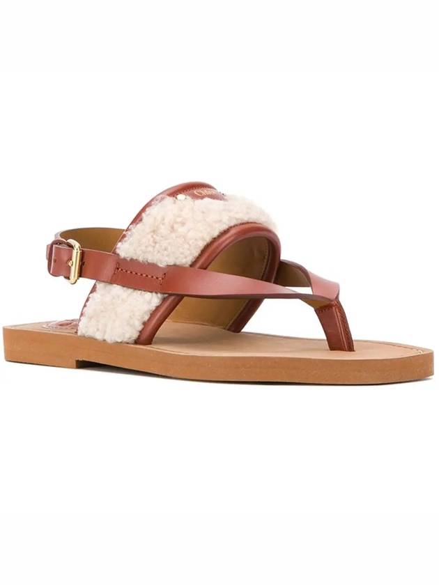 Woody Shearling Flat Sandals Brown - CHLOE - BALAAN 4