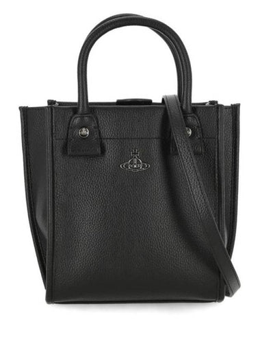 Orb Plaque Leather Tote Bag Black - VIVIENNE WESTWOOD - BALAAN 1