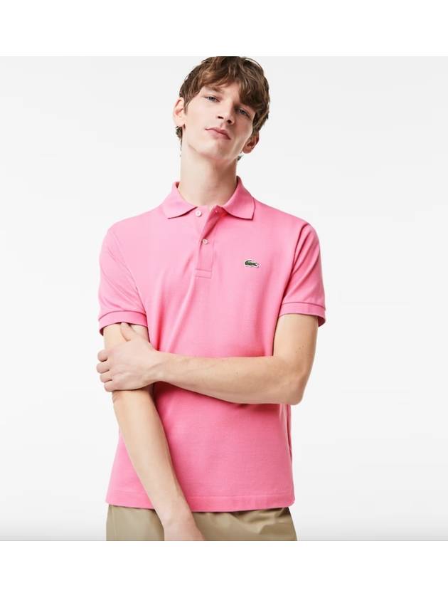 Men's Logo Classic Fit Cotton Short Sleeve Polo Shirt Pink - LACOSTE - BALAAN.