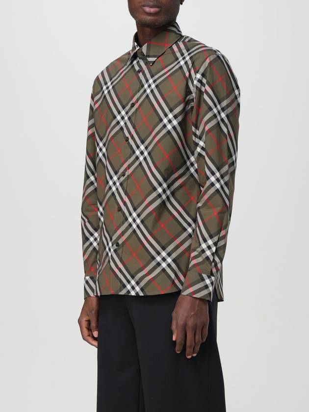 Check Cotton Long Sleeve Shirt Green - BURBERRY - BALAAN 5