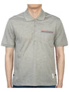 Men's Three Stripes Pocket Mercerized Short Sleeve Polo Shirt Light Grey - THOM BROWNE - BALAAN 2