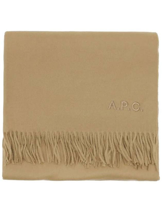 Signature Embroidered Logo Wool Muffler Camel - A.P.C. - BALAAN 2