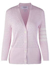 4 Bar Pointelle V Neck Cardigan Light Pink - THOM BROWNE - BALAAN 2