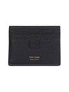 T-Line Logo Grain Leather Card Wallet Black - TOM FORD - BALAAN 4