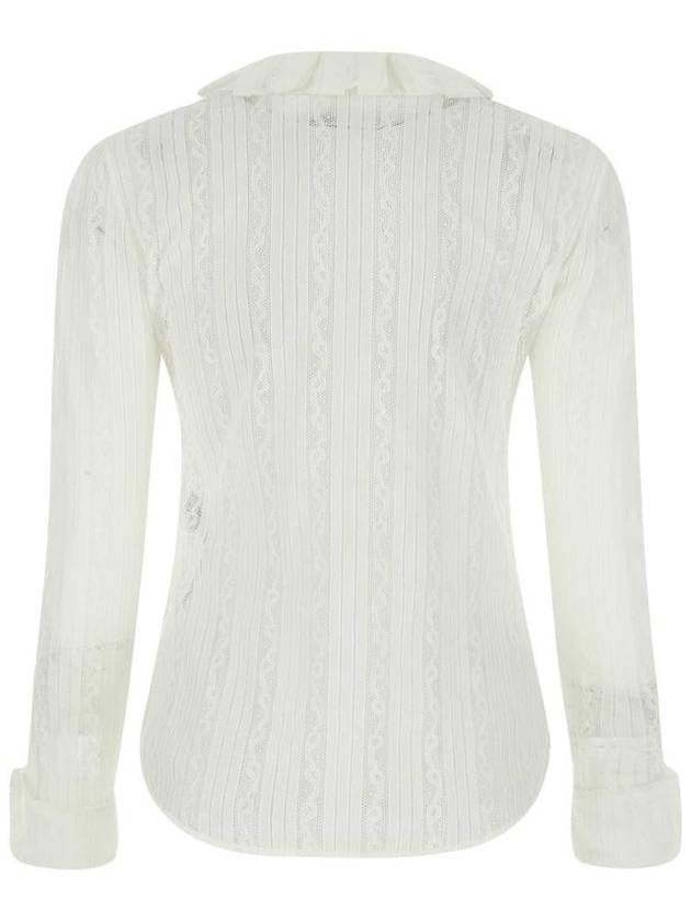 Women's Ruffle Lace Long Sleeve Blouse White - SAINT LAURENT - BALAAN 3