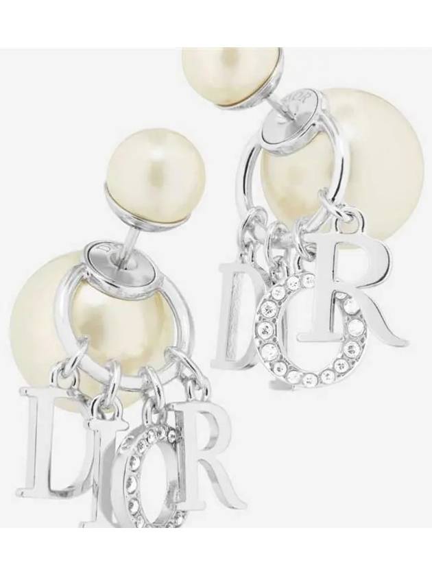 Tribales White Resin Pearls Crystals Earrings Silver - DIOR - BALAAN 2