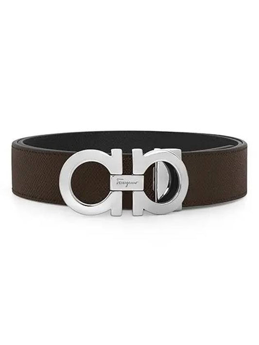 Gancini Reversible Adjustable Leather Belt Black - SALVATORE FERRAGAMO - BALAAN 2