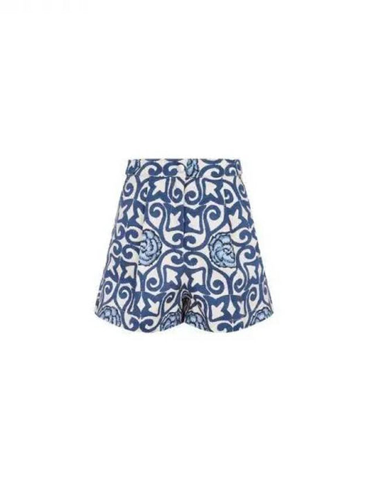 Women s Flower Print One Tuck Shorts Blue 270429 - EMPORIO ARMANI - BALAAN 1