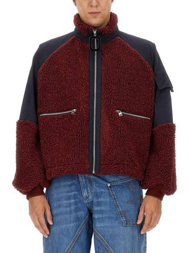 Color Block Jacket Fleece Track Zip-Up Jacket Navy Burgundy - JW ANDERSON - BALAAN 1