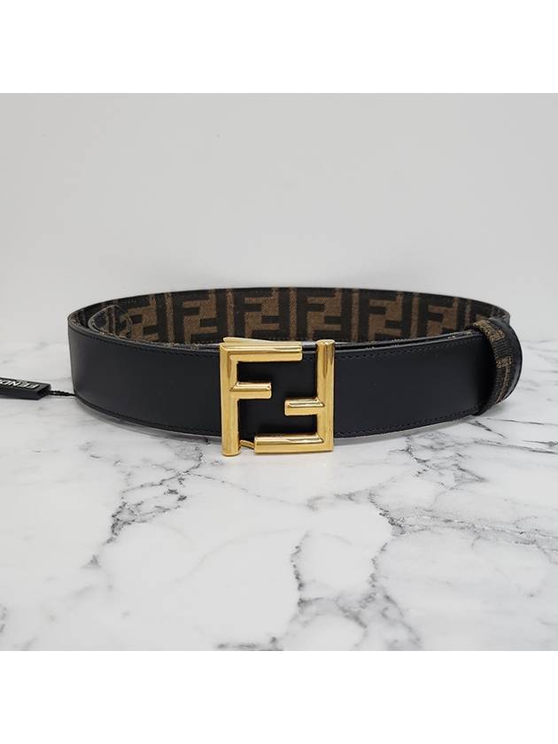 FF Fabric Reversible Leather Belt Black - FENDI - BALAAN 4