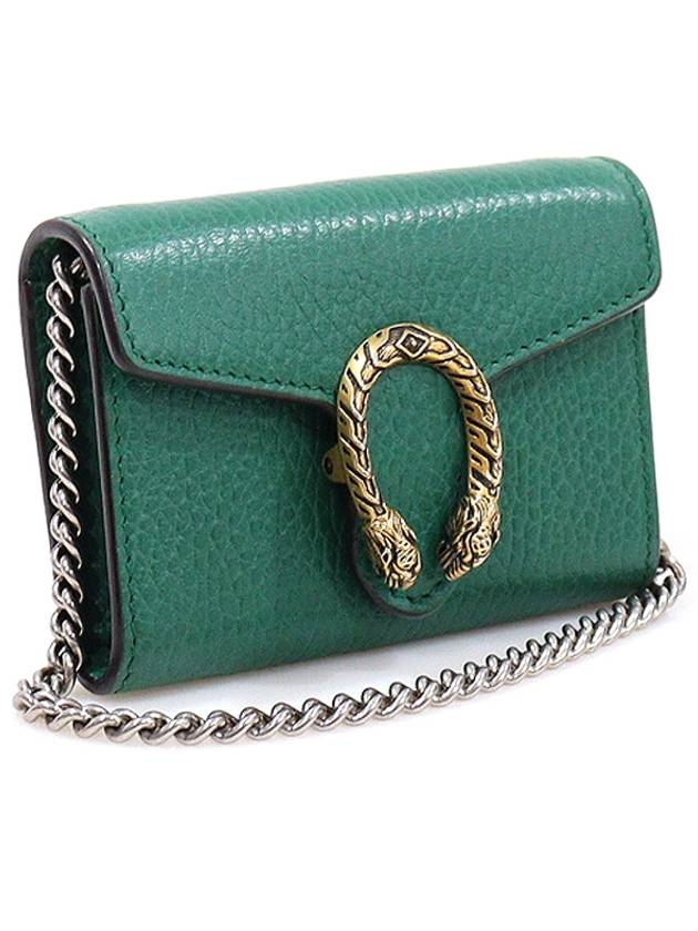 574930 Green Leather Chain Dionysus Coin Perth Card Wallet - GUCCI - BALAAN 3