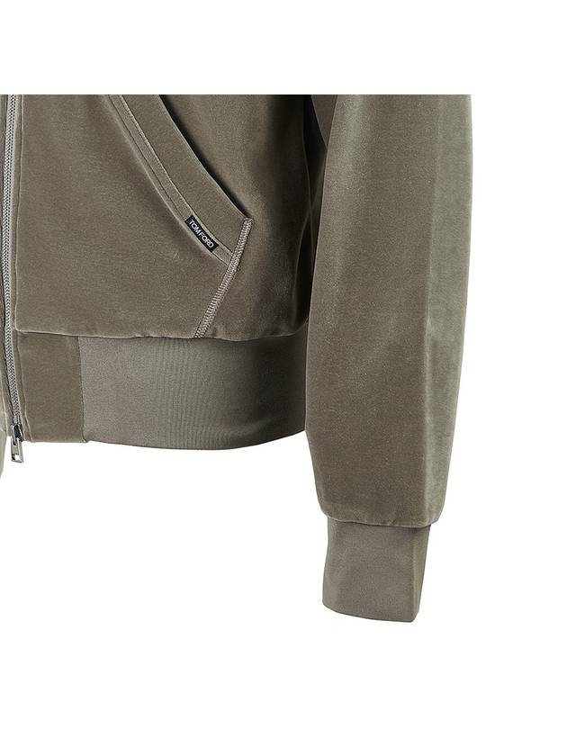 Velvet Blouson Cotton Zip-Up Jacket Green - TOM FORD - BALAAN 7